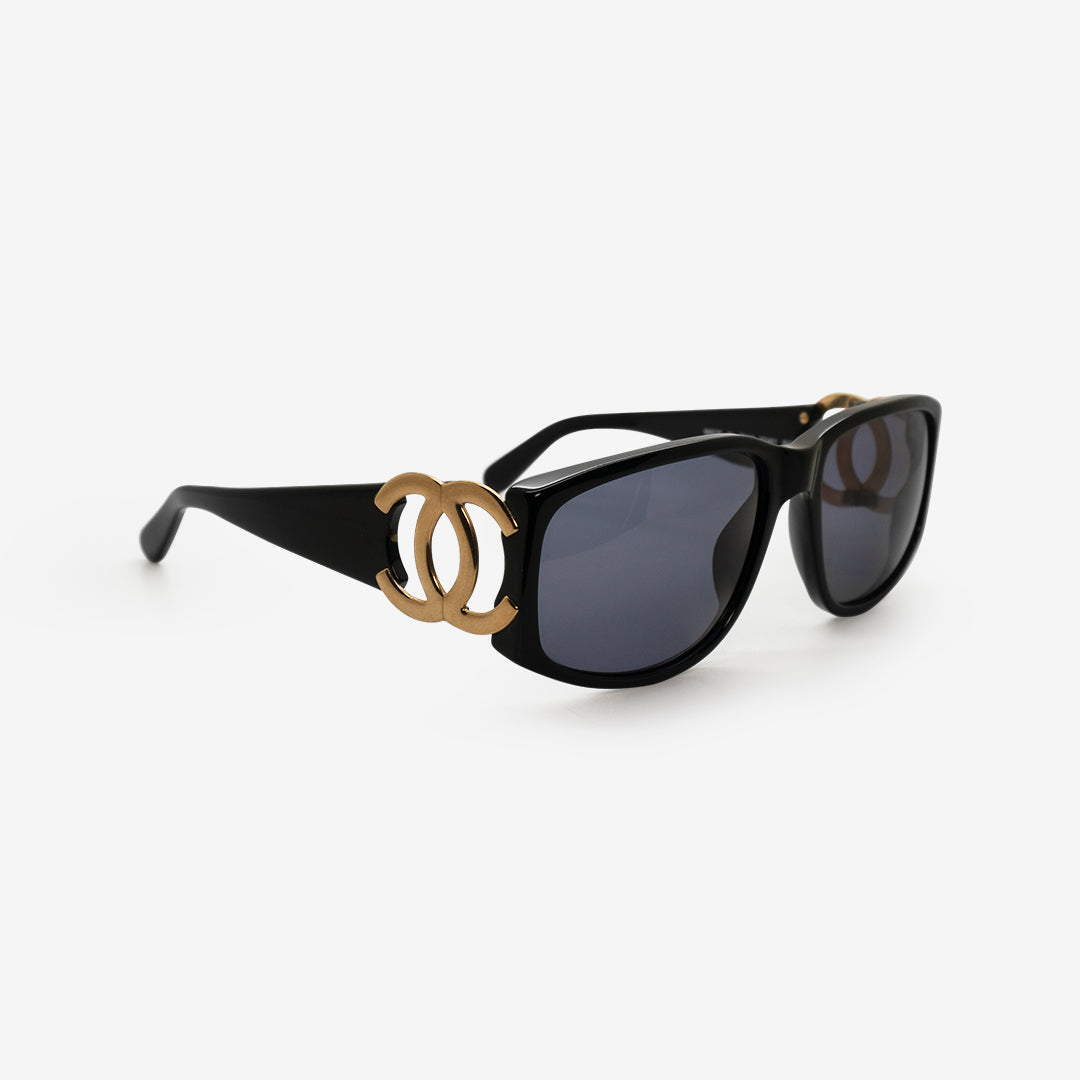 CHANEL Gold Black Sunglasses for Women for sale