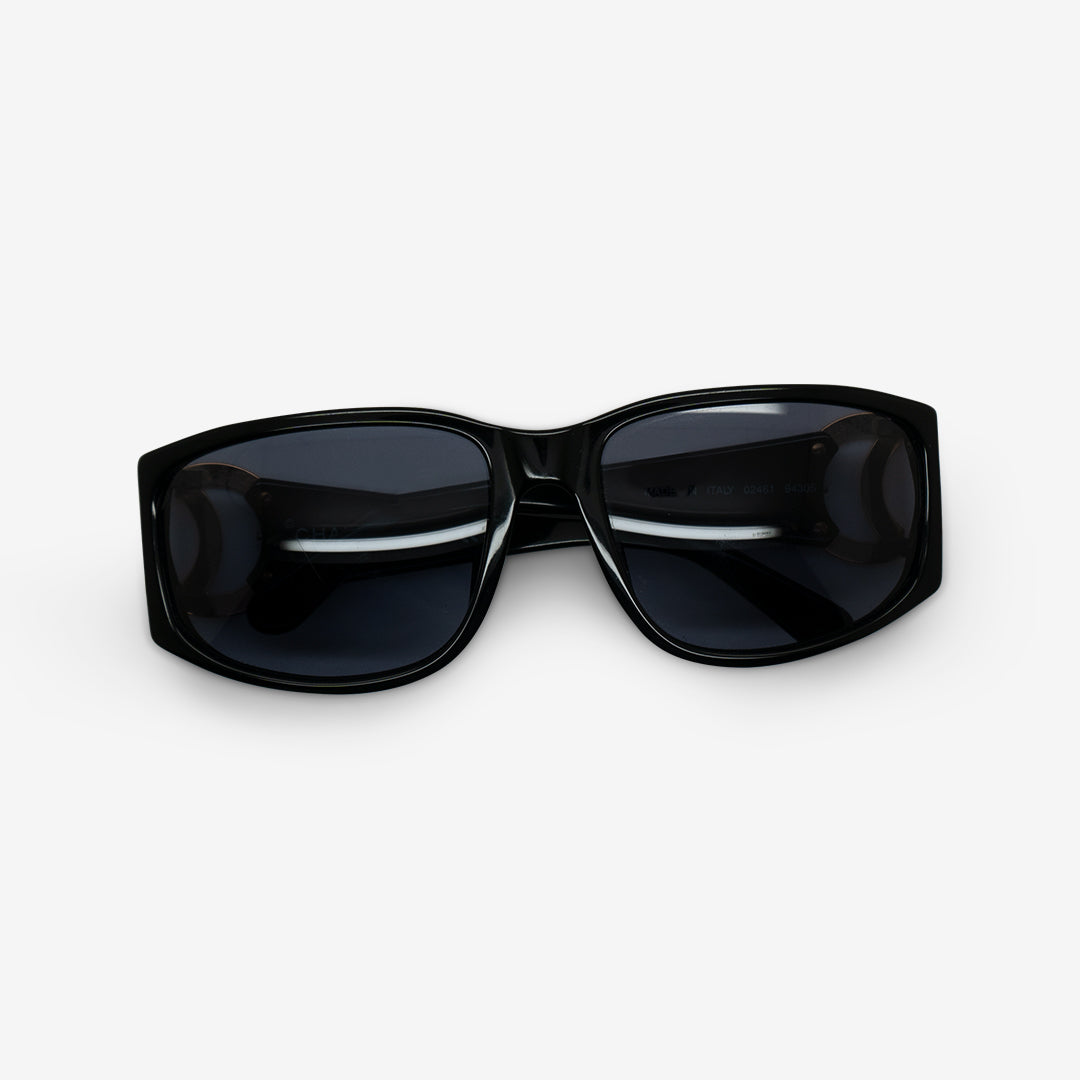 chanel black rectangle sunglasses