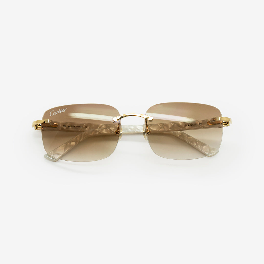 Cartier Rimless Glasses C de Cartier Pearl White Acetate