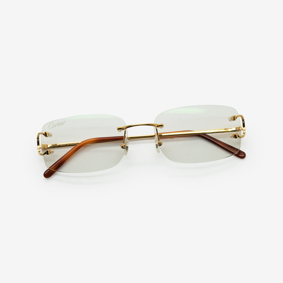 Cartier rectangular rimless online glasses