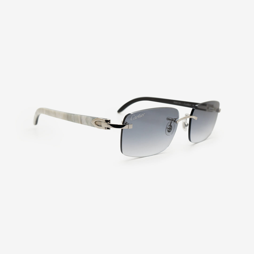 Cartier White Horn Sunglasses with Gold Detail & Grey Gradient Lens CT –  All Eyes On Me
